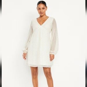 Old Navy- V-Neck Swiss Dot Mini Dress. Size L. NWT!